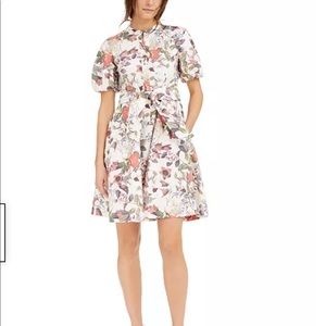 INC floral full skirt bubble sleeve dress_SP